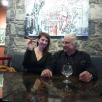 Avec Christelle Langréné, dans le restaurant Le Patio, Genève 2017