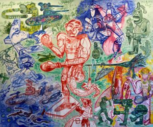 A farewell to artichokes 164x200 cm 2021 Huile sur toile