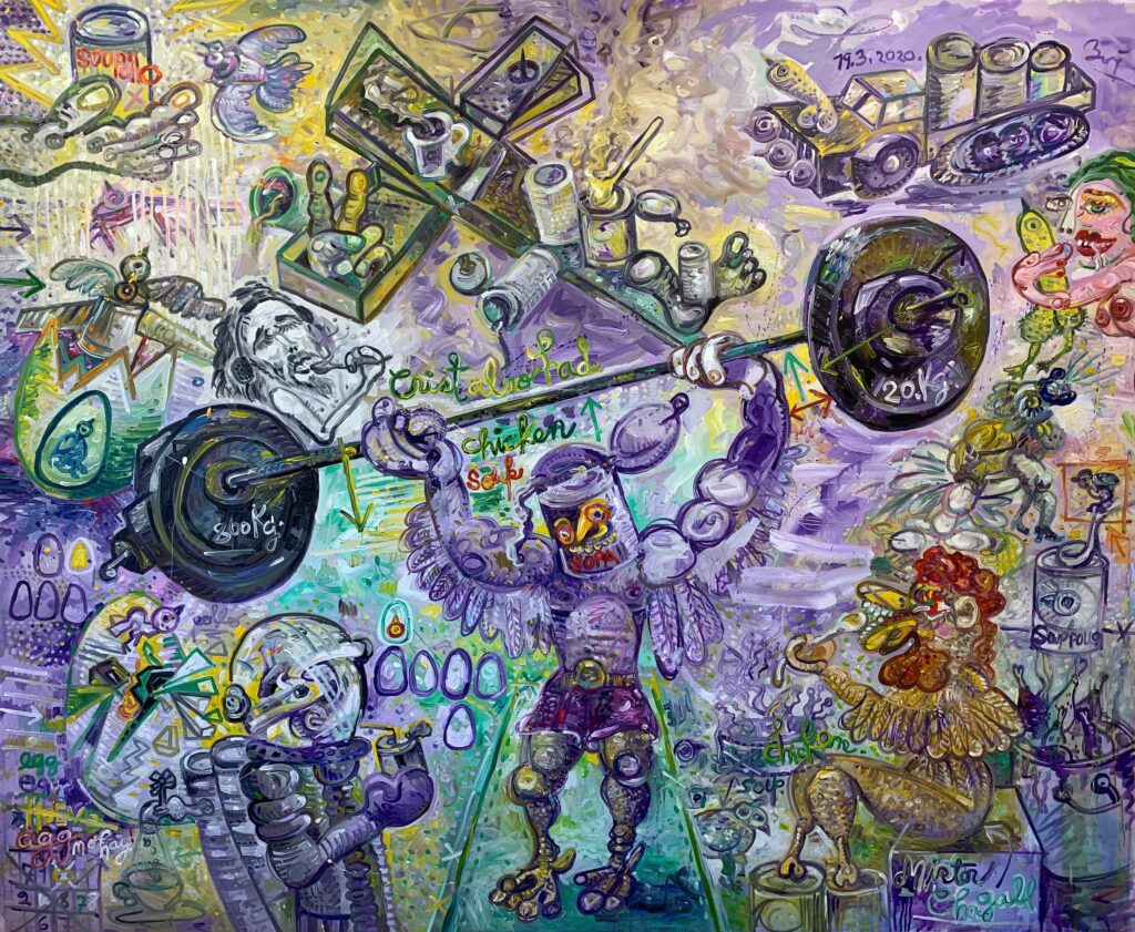 Chicken soup 164x200 cm 2020 Huile sur toile