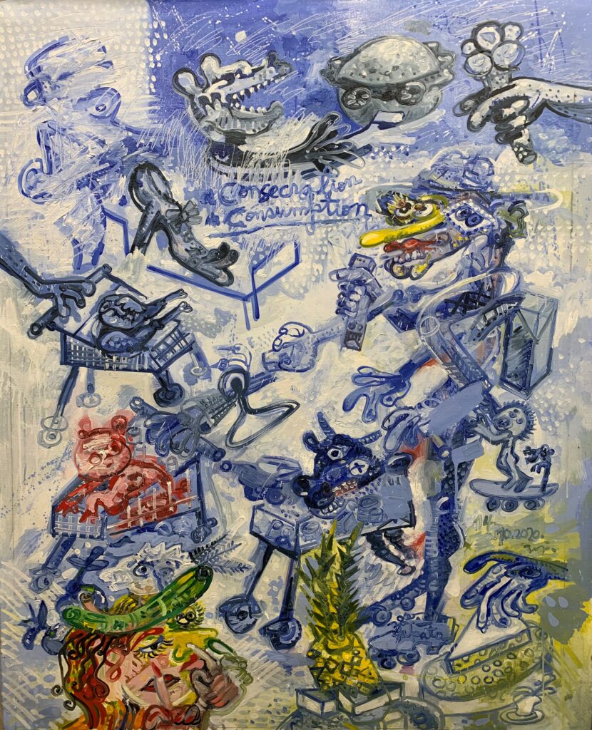 Consecration consumtion 126x99 cm 2020 Huile sur toile
