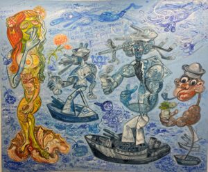 Popeye and Venus in Panama 164x200 cm 2021 Huile sur toile