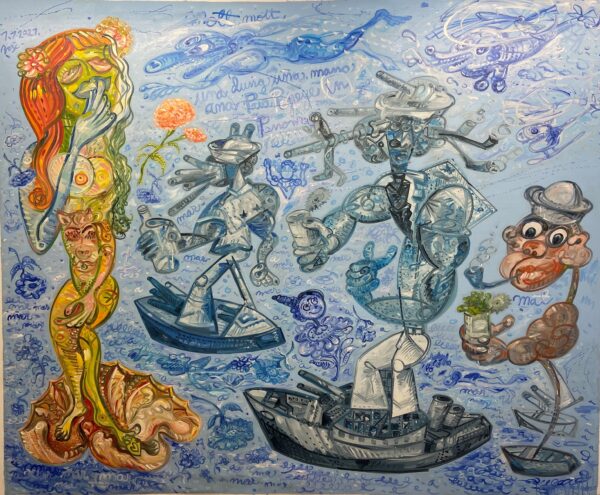 Popeye and Venus in Panama 164x200 cm 2021 Huile sur toile