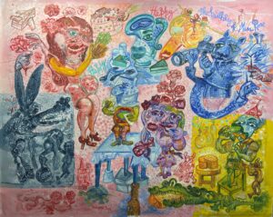The birthday of Miss Rose 164x200 cm 2020 Huile sur toile