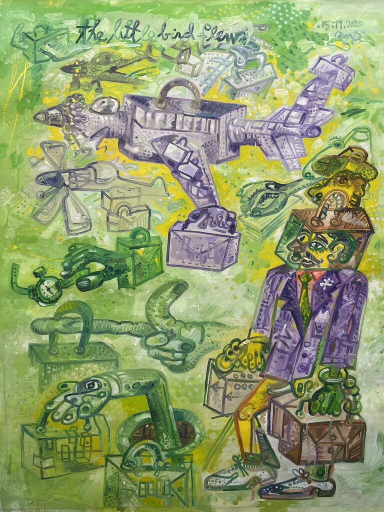 The little bird 169x99 cm 2020 Huile sur toile