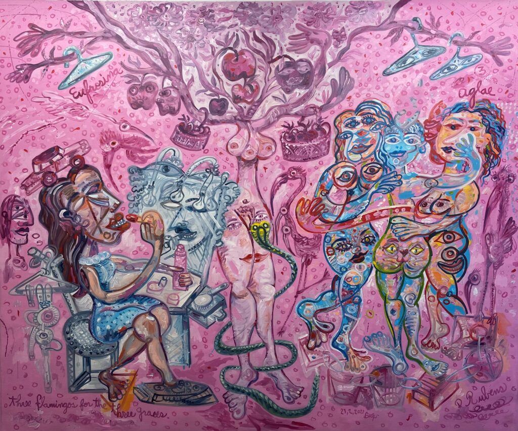 The three graces 164x200 cm 2021 Huile sur toile