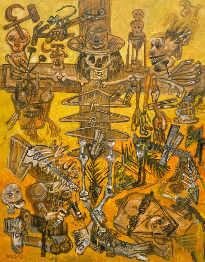 Landscape with hangers 130x103 cm Huile sur toile 2022