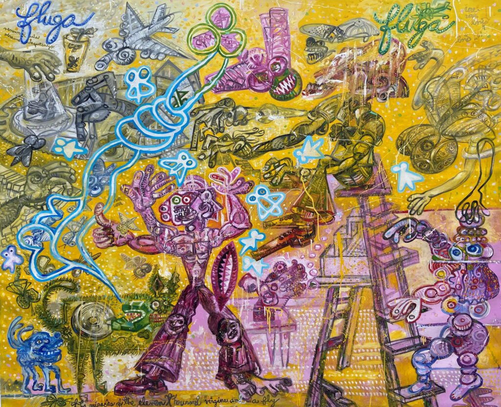 The miracles of the eleven thousand virgins and a fly 170x206 cm 2022 Huile sur toile