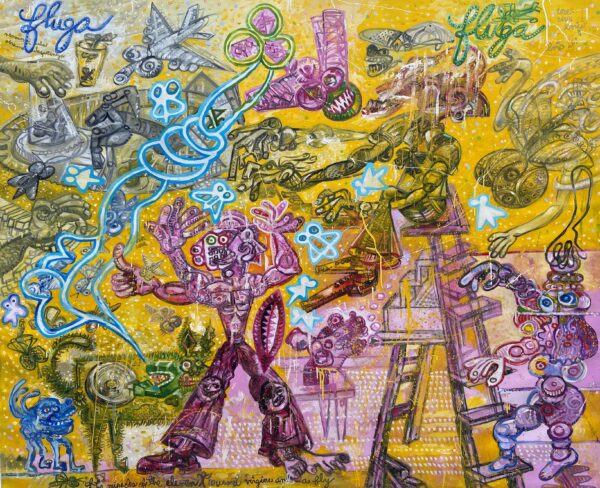 The miracles of the eleven thousand virgins and a fly 170x206 cm 2022 Huile sur toile