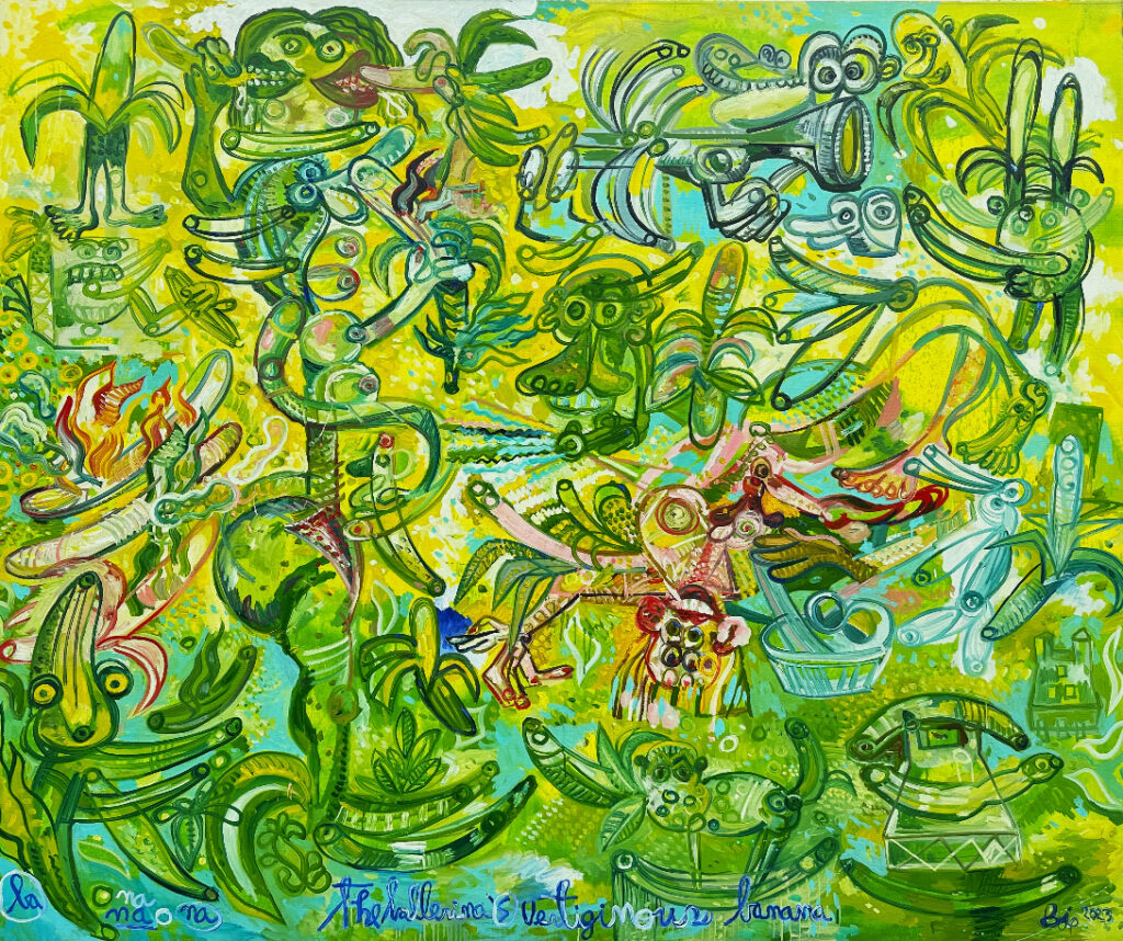 The ballerina's vertiginous banana 164x200 cm 2023 Oil on canvas