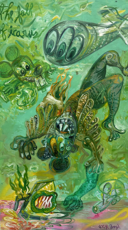 The fall of Icarus 129x77cm 2024 Oil on canvas